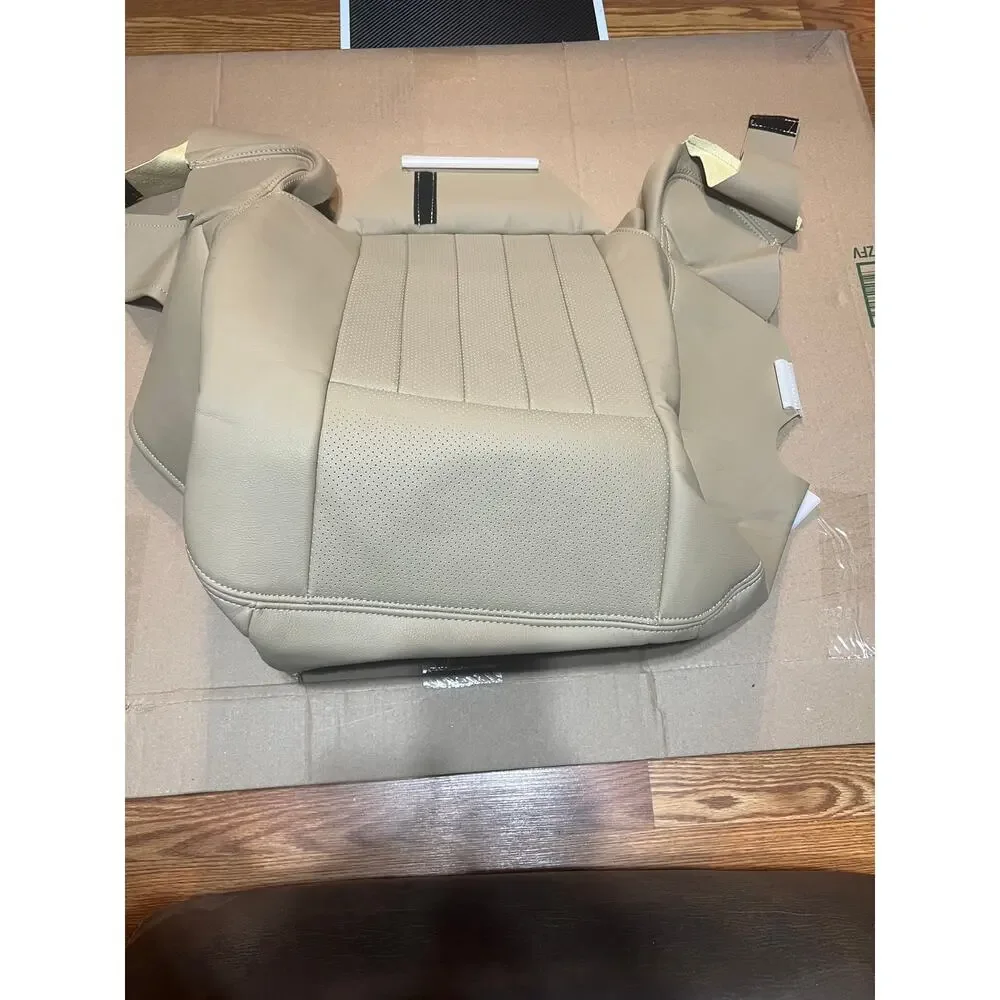 GXARTS Tan#KC Leather Driver Side Bottom Seat Cover Perforated Replacement(1pcs)